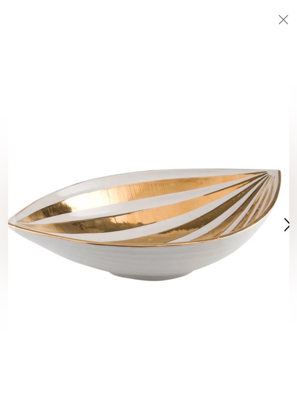Jonathan Adler White and Gold Striped Decorative Bowl